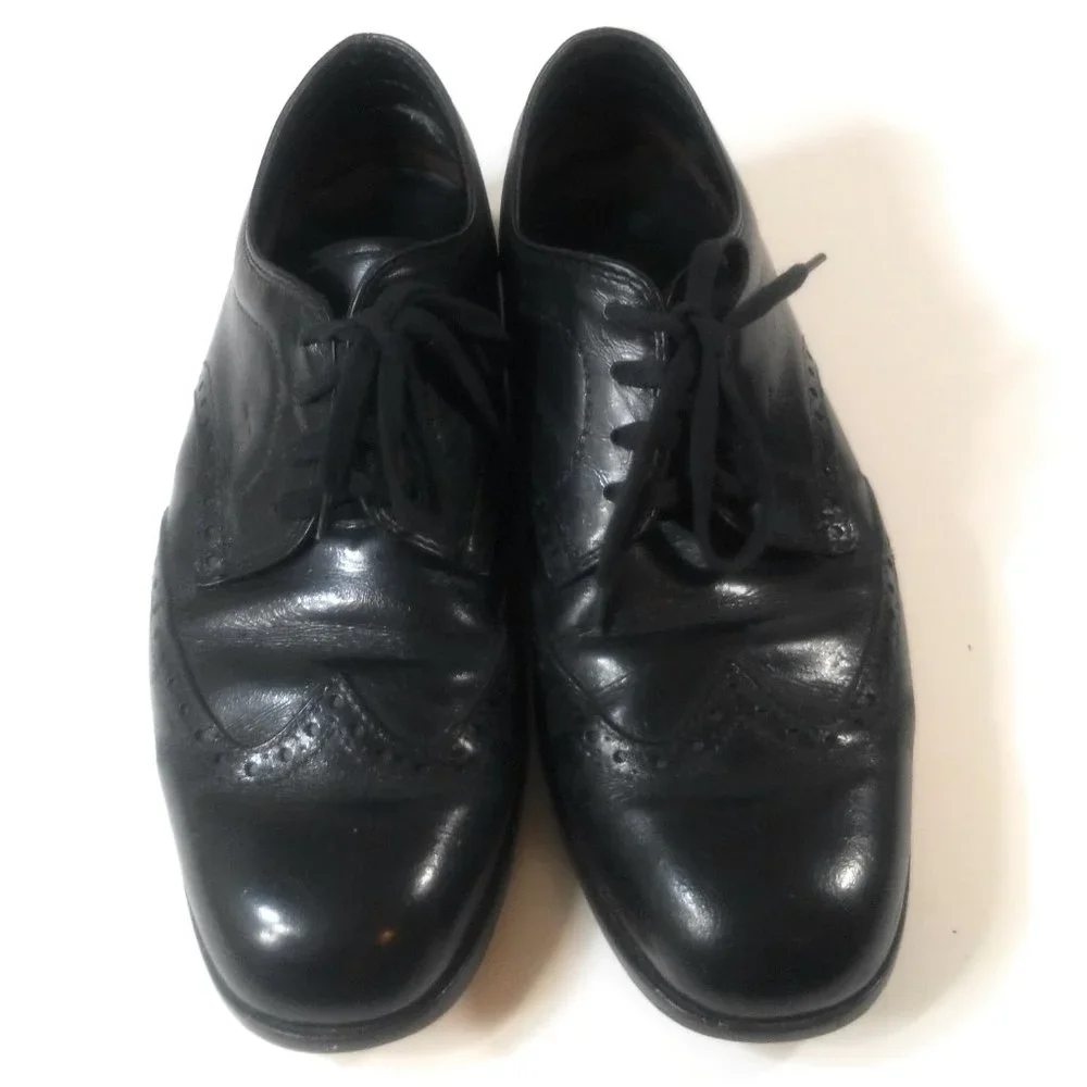 Tod's Men Black Leather Rubber Sole Oxford Dress Wingtip Lace Up Shoes Size 7